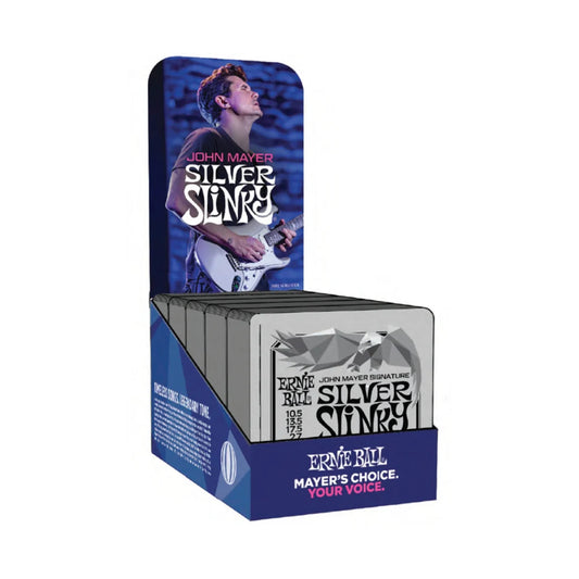 Ernie Ball John Mayer Silver Slinky Signature Electric Guitar Strings 6 Pack Box, 10.5-47 Gauge