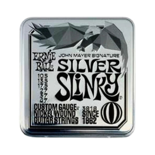 Ernie Ball John Mayer Silver Slinky Signature Electric Guitar Strings 3 Pack Tin, 10.5-47 Gauge