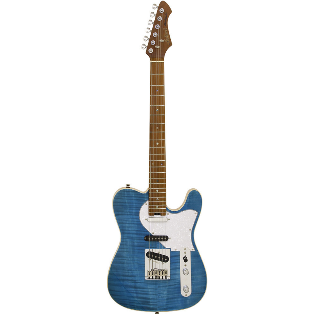 Aria 615-MK2 Nashville Electric Guitar in Turquoise Blue Gloss Finish