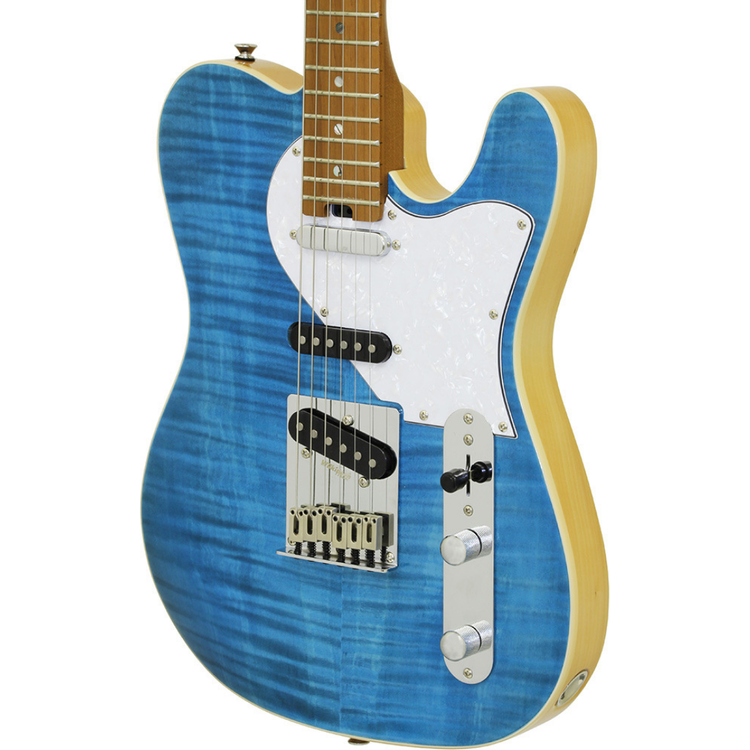 Aria 615-MK2 Nashville Electric Guitar in Turquoise Blue Gloss Finish