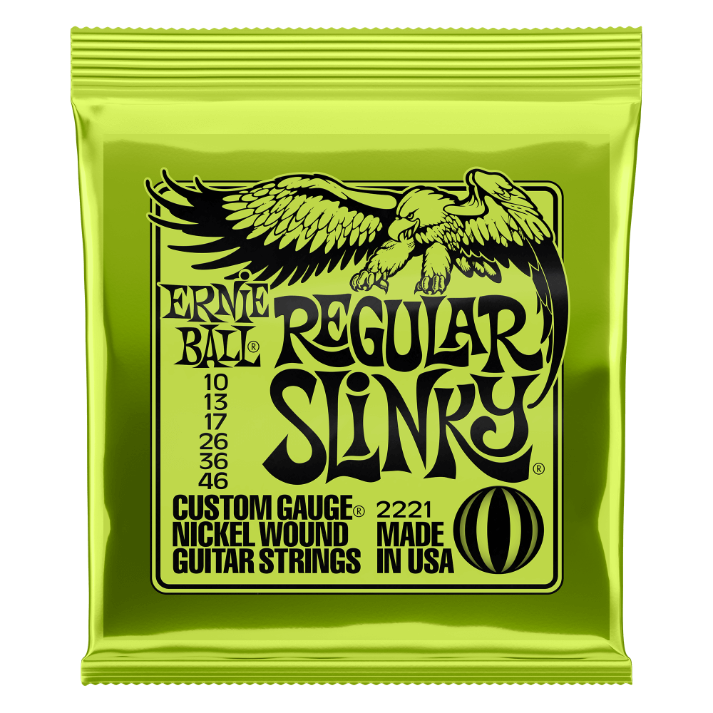 Ernie Ball Regular Slinky Nickel Wound Electric Guitar Strings, 10-46 Gauge